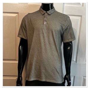 John Varvatos USA Mens Gray Mineral Wash Lightweight Polo Shirt Sz XL 100%Cotton